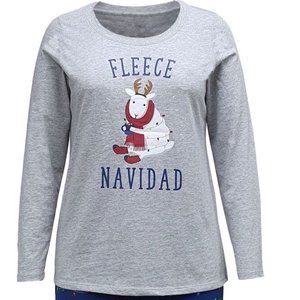 Family Pajamas Women's Fleece Navidad Family Pajama Top ONLY Gray X-Large